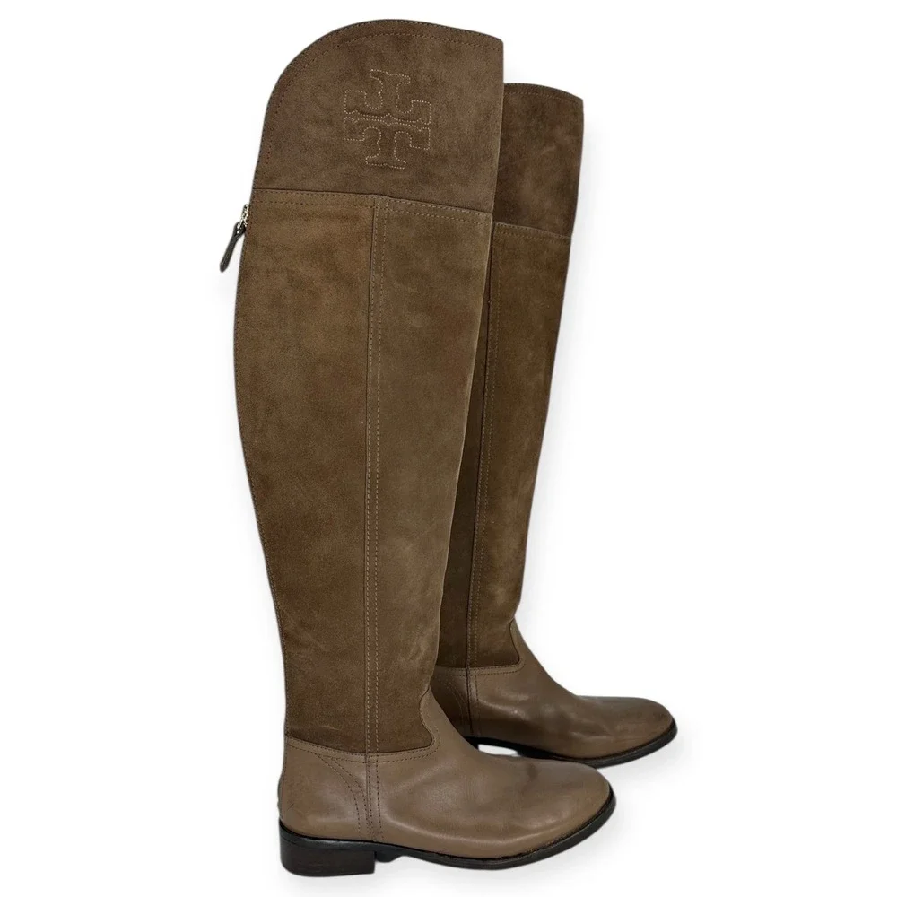 Tory Burch Simone EUC Brown Suede Leather Over the Knee Boots Women's Size 7M